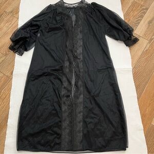 Vintage Texsheen Long Black Lace Sheer Robe Lingerie